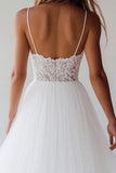 Lace White Tulle A Line Tea Length Graduation Dress