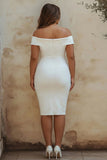 Chic Sheath Satin White Off the Shoulder Short Graduation Dress