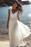 White A Line Spaghetti Straps Graduation Dress