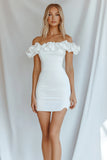 Bodycon White Off The Shoulder Strapless Ruffles Mini Graduation Dress