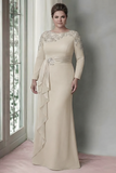 Blush Long Sleeves Sheath Mother Of The Bride Dress with Sequins