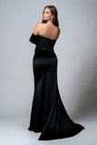 Satin Black Off The Shoulder Mermaid Formal Dress