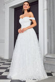 Off The Shoulder A Line Ivory Sweetheart Long Wedding Dress