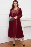 Black Round Neck Long Sleeves A-Line Mother of the Bride Dress