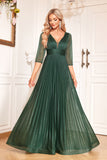 Pine A Line V Neck Long Mother Of The Bride Dresse with Sequin