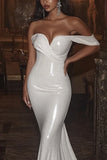 Ivory Off the Shoulder Tight Mermaid Wedding Dress