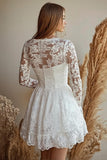 Lace Appliques White A Line Short Graduation Dress