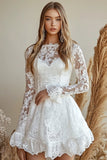 Lace Appliques White A Line Short Graduation Dress