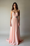 Blush A Line Strapless Pleated Wedding Guest Dress