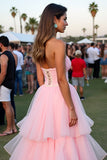 Blush Ruffled A Line Sweetheart Long Gala Dress