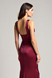 Mermaid Burgundy Spaghetti Straps Bridesmaid Dress