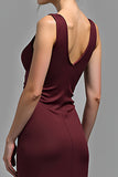 Simple Cabernet Mermaid Spaghetti Straps Long Bridesmaid Dress