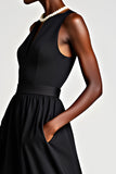 V-Neck A-Line Tulle Tea Length Little Black Dress