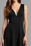 V-Neck A-Line Little Black Dress with Sleeveless