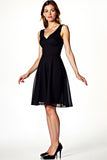 V-Neck A-Line Little Black Dress with Open Back