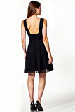 V-Neck A-Line Little Black Dress with Open Back