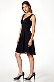 V-Neck A-Line Little Black Dress with Open Back