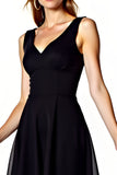 V-Neck A-Line Little Black Dress with Open Back