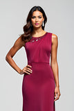 Burgundy Mermaid Scoop Sleeveless Long Mother of the Bride Dress with Sequins