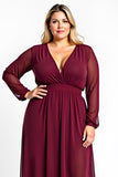 Burgundy A Line V-Neck Chiffon Mother of the Bride Dress