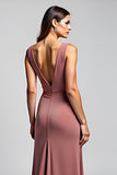 Desert Rose Sheath V-Neck Pleated Mother of the Bride Dress