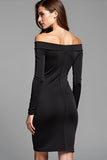 Sheath Long Sleeves Off the Shoulder Little Black Dress