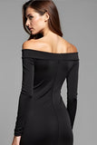 Sheath Long Sleeves Off the Shoulder Little Black Dress