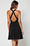 Halter A Line Hollow-out Little Black Dress