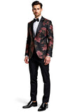 Black Flower 2 Pieces Peak Lapel Men's Suits