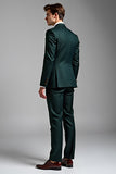 Dark Green Notched Lapel Plaid Long Men's Prom Suits