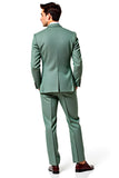 Center Vent Grey Green Notched Lapel Men's Suits