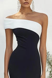 Black Matte Satin Strapless Sheath Long Formal Dress