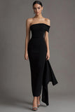 Off The Shoulder Bodycon Long Black Tie Dress