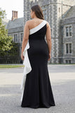 One Shoulder Mermaid Ruffles Long Black Tie Dress
