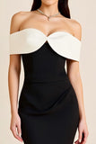 Mermaid Off The Shoulder Satin Long Black Tie Dress