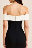 Mermaid Off The Shoulder Satin Long Black Tie Dress