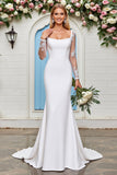 Mermaid Lace Stretch Satin Ivory Wedding Dress