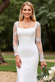 Mermaid Lace Stretch Satin Ivory Wedding Dress