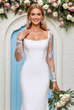 Mermaid Lace Stretch Satin Ivory Wedding Dress