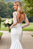 Mermaid Lace Stretch Satin Ivory Wedding Dress
