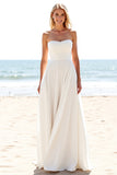 Ivory Chiffon Strapless A Line Wedding Dress