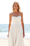 Ivory Chiffon Strapless A Line Wedding Dress