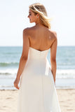 Ivory Chiffon Strapless A Line Wedding Dress