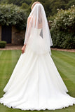 Stretch Satin Organza Ivory A Line Strapless Wedding Dress