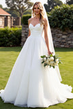 Stretch Satin Organza Ivory A Line Strapless Wedding Dress