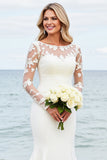 lvory Mermaid Long Sleeves Appliqued Wedding Dress