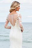 lvory Mermaid Long Sleeves Appliqued Wedding Dress