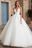 lvory A Line Spaghetti Straps Long Wedding Dress
