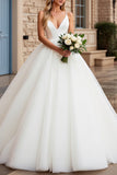 lvory A Line Spaghetti Straps Long Wedding Dress
