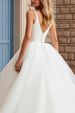 lvory A Line Spaghetti Straps Long Wedding Dress
